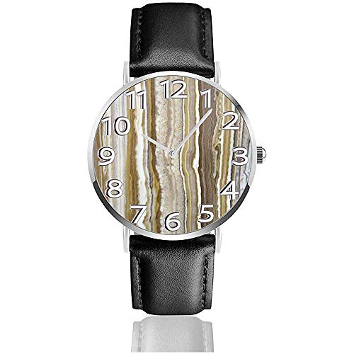 Onyx Marble Rock Themed Líneas Verticales Reloj De Cuero Impreso En 3D Relojes De Pulsera Resistente A Rayones Reloj De Cuarzo Relojes De Desgaste Ligero