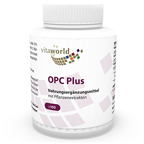 OPC 200mg 100 Cápsulas Vita World Farmacia Alemania - Antioxidante - Extracto de semilla de uva - Extracto de vino tinto - Vitamina C