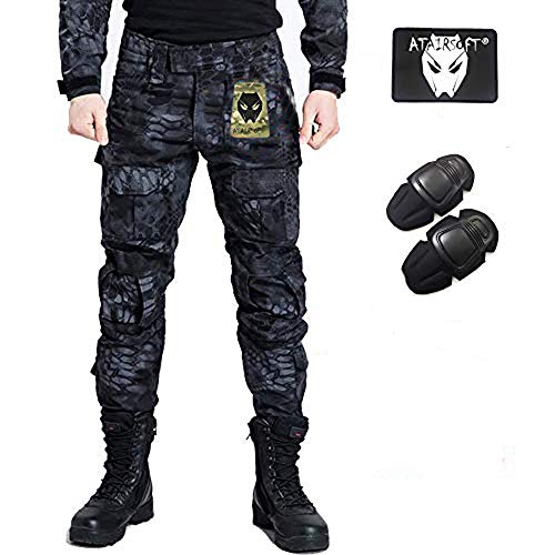 Pantalones de combate para hombres tipo uniforme BDU (Uniforme de batalla) con rodilleras de protección, ideales para el ejército, fuerzas militares, juegos como airsoft y paintball, de WorldShopping4U, color T, tamaño Large