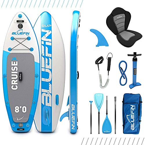 Paquete de SUP Bluefin Cruise | Tabla de Paddle Surf Hinchable | 15cm de Espesor |Remo de Fibra de Vidrio |Kit de Conversión a Kayak| 5 Años de Garantía | Varias Medidas: 10’8, 12’, 15’ (Junior 240cm)