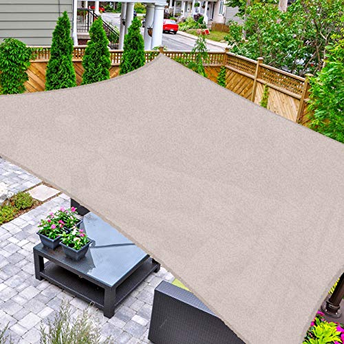 Patio Shack Toldo Vela de Sombra Cuadrado 2,5x2,5 m, HDPE Transpirable y Protección Rayos UV para Exterior, Jardín, Terrazas Crema