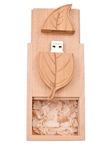 Pendrive 32GB Memoria USB 2.0 Originales Pen Drive - Hoja de Madera 32 GB Divertido Llave USB Regalo Flash Drive - FEBNISCTE Almacenamiento Datos para Infantil Música / Fotos / Mp3 / Vídeo / Películas