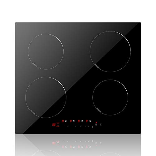 Placa de inducción de 59 cm, 4 placas de inducción, vitrocerámica, 6800 W, color negro, control táctil, temporizador, protección de seguridad, 9 niveles de potencia, función Booster, 4 zonas Placa de inducción de 59 cm, 4 placas de inducción, vitrocerámica, 6800 W, color negro, control táctil, temporizador, protección de seguridad, 9 niveles de potencia, función Booster, 4 zonas