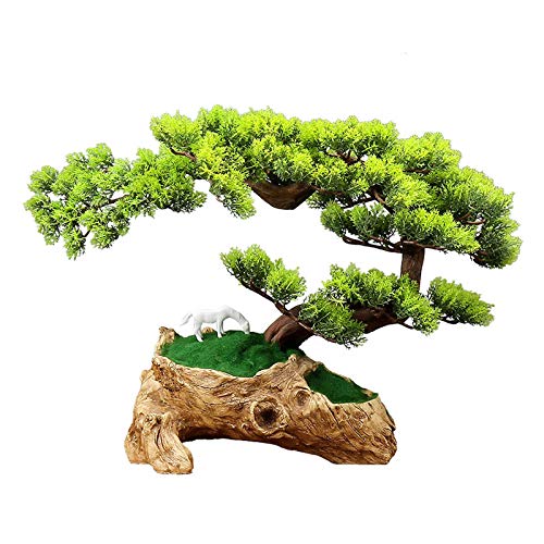 Planta artificial Cypress Bonsai en la base de tallado de la raíz emular simulación decorativa árbol artificial fake plantas blanco cerámico escultura escultura adornos zen escritorio decoración del h