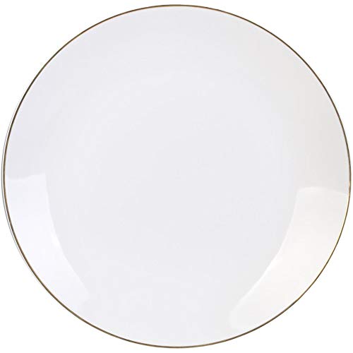 Plato de porcelana con ribete dorado 26 cm