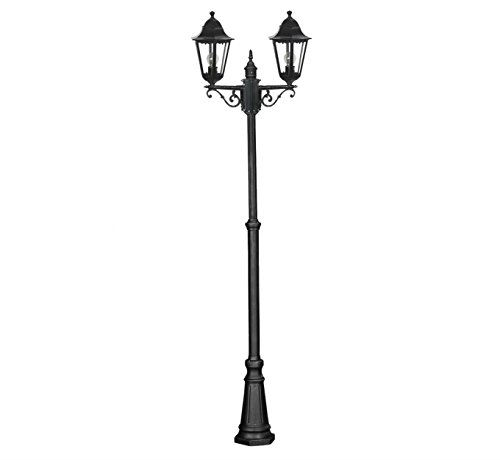 Poste de luz IP44 con 2 farolas, estilo victoriano, 2-2,5m, para el aire libre, iluminación de jardín, patio Poste de luz IP44 con 2 farolas, estilo victoriano, 2-2,5m, para el aire libre, iluminación de jardín, patio