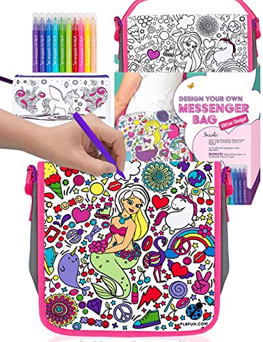 Purple Ladybug Novelty Decora tu Bandolera para Niñas – Cartera Escolar para Pintar con Rotuladores de Colores y Estuche Escolar de Regalo – Divertido Set de Manualidades, Niña