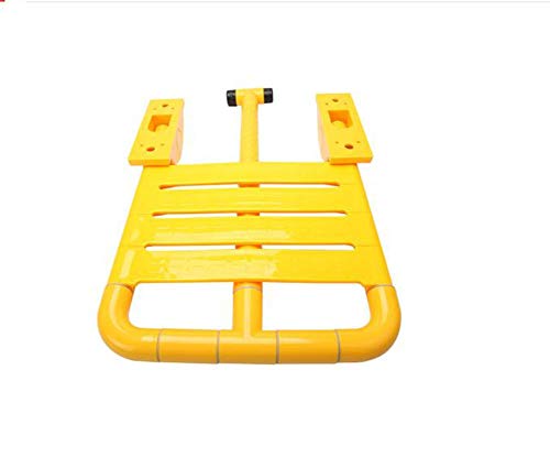 QiXian Baño Silla de Ducha Plegable, Seguridad el Anciano Piernas Taburete de Pared Cambio de Sus Zapatos Taburete Antiestático Apertura de Plata Acero Inoxidable Nylon Amarillo Blanco, Yellow