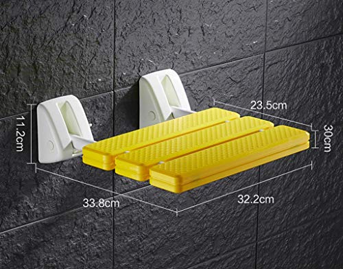 QiXian Silla de Ducha, Silla de Baño Old Man Plegable Corredor de Entrada Baño Ducha Taburete Blanco, Amarillo Ajustable en Altura Desmontable Pequeño Y Ligero Murciélago, Yellow