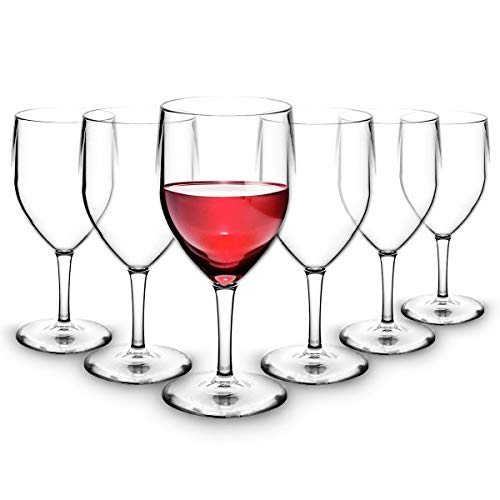 RB Copas de Vino Tinto Plástico Premium Irrompible Reutilizable 25cl, Set de 6