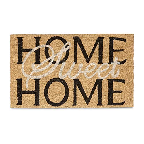 Relaxdays – 10020170 Felpudo Coco con Texto en inglés Home Sweet Home HELLERMANN Felpudo con Base Antideslizante de PVC, plástico, Natural/marrón, 45 x 75 x 1.5 cm