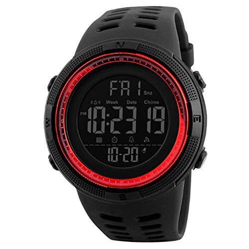 Relojes Digitales Reloj Inteligente Reloj Deportivo Impermeable Relojes Exteriores de Sports para niñas Chicos Chicos Adolescentes 50 M Impermeable Resistente al Agua (Rojo) X 1