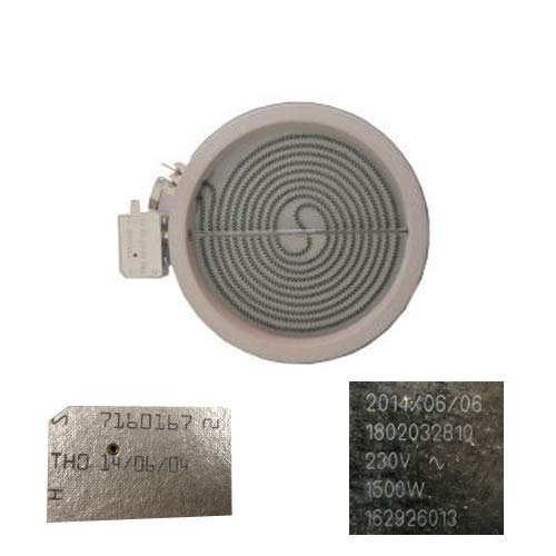 Resistencia Vitro Beko 64402E 18cms 7160167, 1802032810, 1500W Despiece de vitrocerámica Nueva con Cristal Roto. Resistencia Vitro Beko 64402E 18cms 7160167, 1802032810, 1500W Despiece de vitrocerámica Nueva con Cristal Roto.