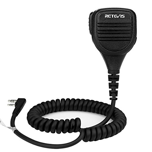 Retevis RS112 Walkie Talkie Micrófono Altavoz IP54 Impermeable con 3.5mm Auricular Jack Compatible con Walkie Talkie RT24 RT22 RT27 RT5R Baofeng UV-5R BF-888S Proster TACKLIFE Kenwood(1 Pacs)