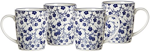 Ritzenhoff & Breker Kaffeebecher-Set Royal Sakura, 4-Teilig, 350 ml Vajilla, Porcelana, Azul/Blanco, 8 x 8 x 10 cm, 4 Unidades