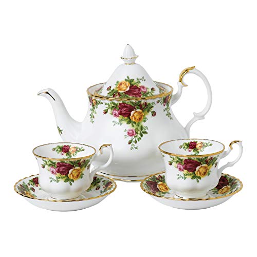 Royal Albert Old Country Roses 40034978 - Juego de té para dos tazas (5 piezas, porcelana fina, 1,25 L), multicolor