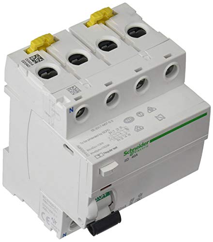 Schneider Electric A9R35440 iID Interruptor Diferencial, Clase A SI, 4P, 40A, 300mA, 73.5mm x 72mm x 91mm, Blanco