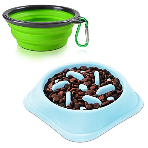 SENHAI Cuenco para perros de alimentación lenta y cuencos de viaje plegables para perros mascotas, puzle portátil comedero para perros, para el hogar, viajes, senderismo y camping SENHAI Cuenco para perros de alimentación lenta y cuencos de viaje plegables para perros mascotas, puzle portátil comedero para perros, para el hogar, viajes, senderismo y camping