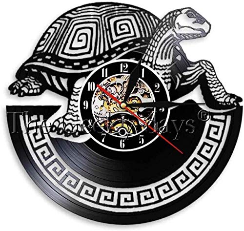 Silent Quartz Turtle Animal Vinyl Record Reloj de Pared Nursery Nature Creature Turtle Nursery Arte de Pared Decorativo Reloj de Pared Luz LED