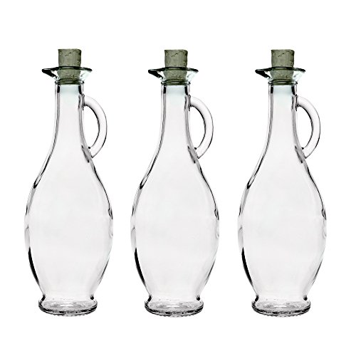 SLK GmbH 6 Botellas de Vidrio Vacías 250/500 ml 6 Unidades a Elegir con Corcho para Rellenar Botellas para Licor Vinagre Aceite Aguardiente Zumo 0,2 5/0,5 litros Blanco, 250 ml, Vidrio