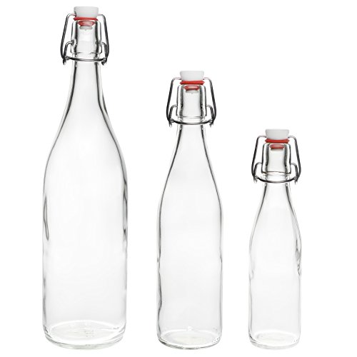 slkfactory 2, 4, 6 o 10 botellas de 750 ml, botellas vacías de cristal con cierre de clip, botella de vino, licor, vinagre o aceite de cristal, 0,75 l (10 unidades)