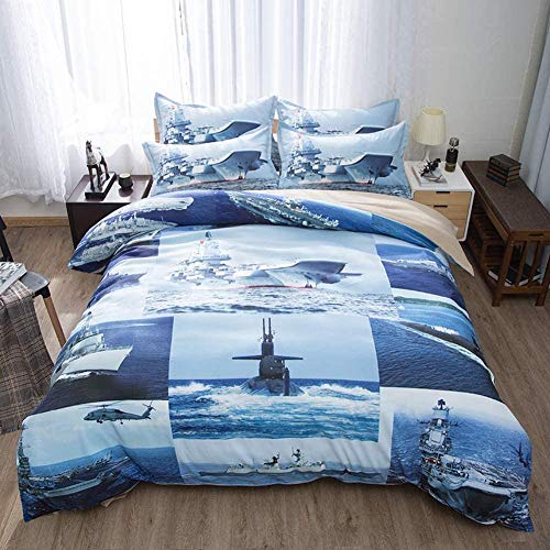 Solopipe Military Series, Tanques Grandes, patrón de avión, Funda nórdica, Dormitorio, Estudiantes Masculinos, Funda nórdica, Kit de Ropa de Cama para Tanque (135 x 200 cm W)-re_135 x 200 cm