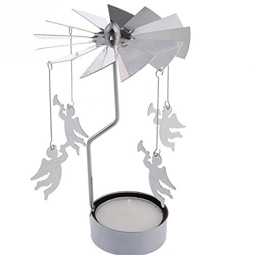 Soporte de vela de metal con forma de ángel giratorio para decoración de velas de té