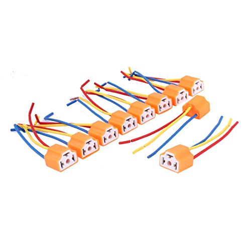 Sourcingmap 10 Piezas 3-Hilos Cable 3 Clavijas H4 Vajilla Zócalo de Relé Naranja para Coche