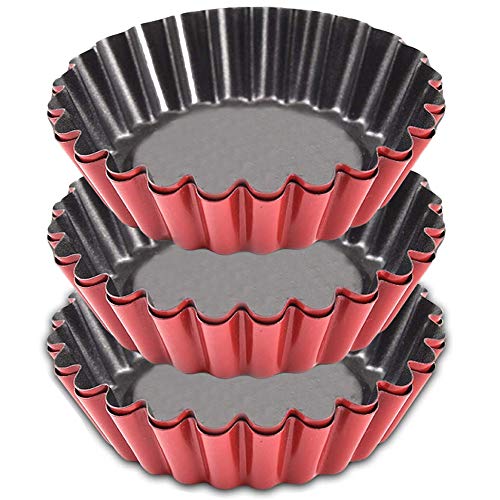 Space Home - Tartaletas - Moldes Individuales para Tarta de Frutas - Molde Rizado - Mini Molde de Quiche - Set de 6 - Rojo - Ø 10 cm Space Home - Tartaletas - Moldes Individuales para Tarta de Frutas - Molde Rizado - Mini Molde de Quiche - Set de 6 - Rojo - Ø 10 cm