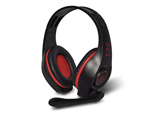 SPIRIT OF GAMER - "PRO-H5" Rojo para PC / Sonido STEREO 2.0 / HP 40 mm con almohadillas acolchadas / Diadema ajustable