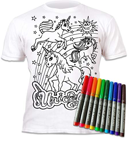 Splat Planet - Camiseta para niños (6 unidades), diseño de unicornio Blanco 7-8 Años