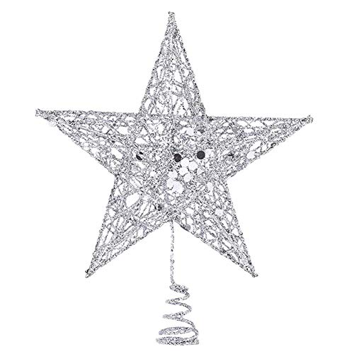 SpringPear® Decoración para árbol de Navidad, 15 cm, plata brillante, decoración para fiestas