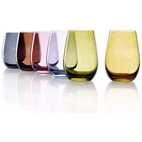 Stölzle Lausitz Mediterráneo Mix I Vasos modernos de la serie Elements I Vasos de 465 ml I Set de 6 vasos multicolor I Vasos de cristal de la serie Elements I Vasos de cristal de 465 ml
