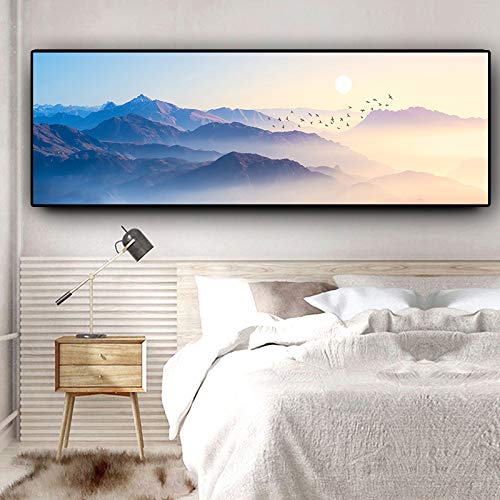 Sunset Nature Mountain Landscape Abstract Canvas Painting Poster and Prints Mural Pictures of Living Room and Bedroom (sin Marco) A1 50x150CM