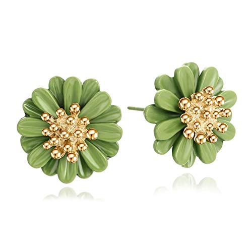 Sunwd Mujer Pendientes, Stud Earrings For Women Brincos Boucle D'oreille Bijoux Crystal Clover Flower Jewelry Gold Earring Woman e0119green