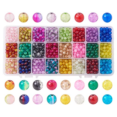 SUPVOX Spray de perlas de vidrio craquelado 600pcs pintado granos redondos para la joyería que hace el arte de DIY