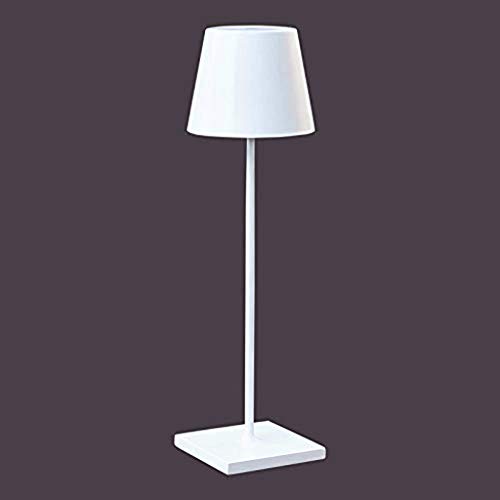 T-ara Lámpara de mesa LED para batería recargable de exterior - Negro o blanco (blanco) Lámpara de lectura para la protección de los ojos para la búsqueda de trabajo en el dormitorio de la oficina