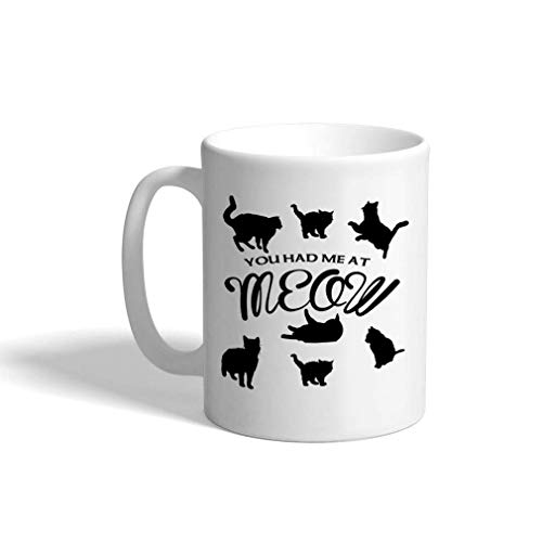 Taza de café personalizada de 11 onzas que me tuviste en Meow Kitty Cats Inspiración y motivación Taza de té de cerámica con diseño exclusivo