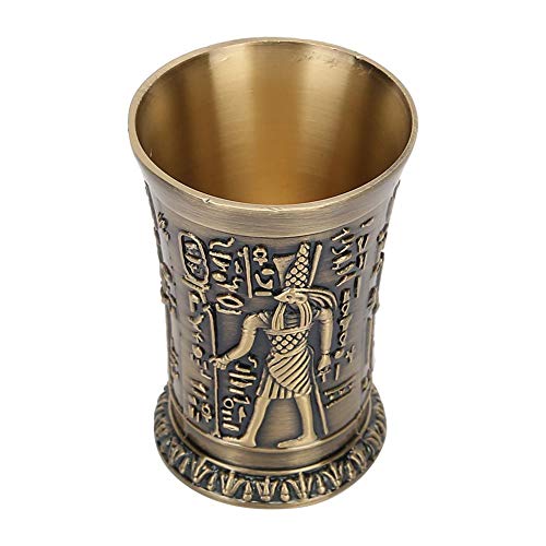 Taza de vaso de chupito de whisky antiguo, vaso de chupito de whisky Vintage Metal Whisky Dram Goblet Mini taza en relieve adornos de decoración de regalo(Cobre)