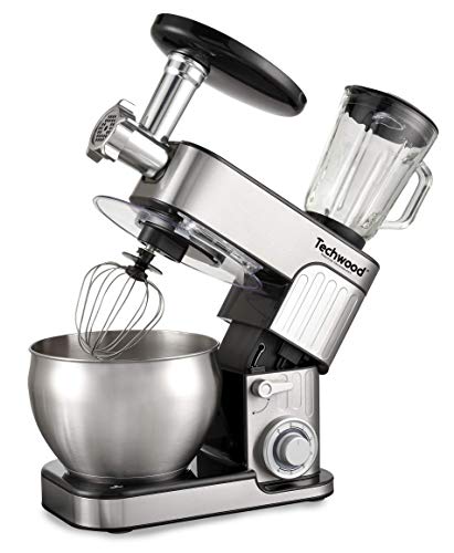 Techwood TRO-1726 - Robot de repostería multifunción con cuenco de acero de 7 L, 1300 W, 3/1, batidora, picadora de acero inoxidable Techwood TRO-1726 - Robot de repostería multifunción con cuenco de acero de 7 L, 1300 W, 3/1, batidora, picadora de acero inoxidable