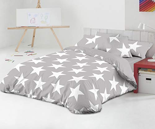 TEXTILONLINE - Funda Nordica 3 Pzas. Star (Cama 90 cms, Gris) TEXTILONLINE - Funda Nordica 3 Pzas. Star (Cama 90 cms, Gris)