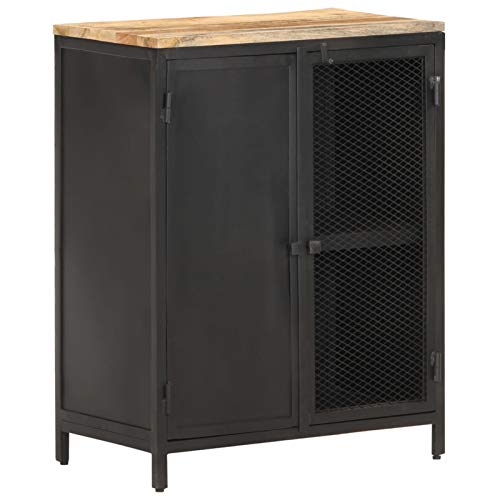 Tidyard Aparador con 2 Puertas y 2 Compartimentos Armario de Almacenamiento de Madera Maciza de Mango Rugosa 60x35x78 cm Tidyard Aparador con 2 Puertas y 2 Compartimentos Armario de Almacenamiento de Madera Maciza de Mango Rugosa 60x35x78 cm