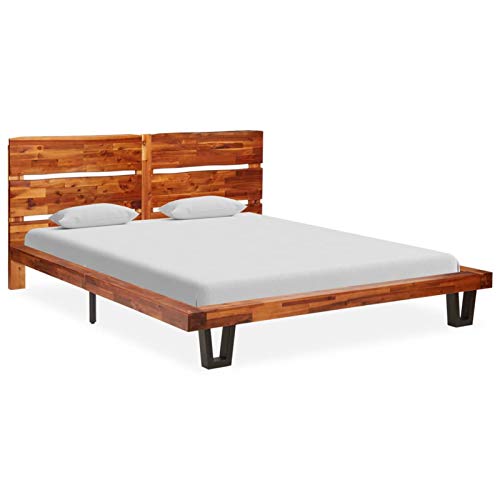 Tidyard Estructura de Cama de palés Estructura de Cama con Borde Natural Madera Maciza Acacia 160cm