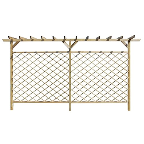 Tidyard Valla de Madera con Pérgola Valla de Jardín Pérgola para Jardin Arco de Jardin para Plantas Arco para Rosas Arco de Flores para Jardín Patio Terraza Madera de Pino 393,5x200cm