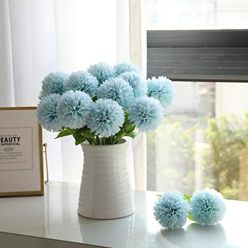 Tifuly Flores de Hortensia Artificial, 6 Piezas de crisantemo de Seda pequeña Bola de Flores para la decoración de la Oficina del jardín del hogar, Ramos de Novia, arreglos Florales(Azul) Tifuly Flores de Hortensia Artificial, 6 Piezas de crisantemo de Seda pequeña Bola de Flores para la decoración de la Oficina del jardín del hogar, Ramos de Novia, arreglos Florales(Azul)