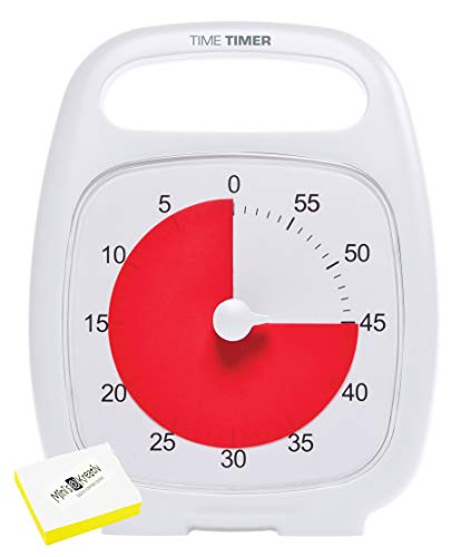 Time Timer Más 60 minutos de reloj blanco para la gestión del tiempo, gestión del tiempo adecuado para oficina, aula, casa, niños con (niños con TDAH, ADD, autismo, Asperger) + bloc de notas adhesivas