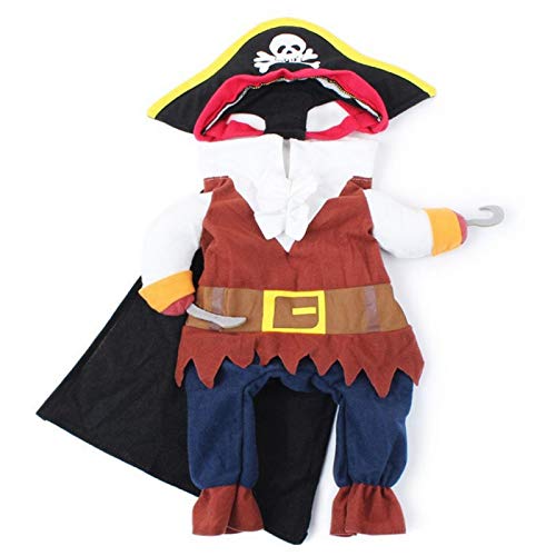 Tnfeeon Ropa de Halloween para Mascotas, poliéster Disfraz de Pirata Divertido Ropa de Halloween para Mascotas Disfraz de Fiesta para Perros(S)