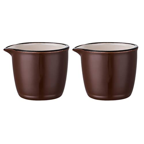TOPBATHY 2 tarros de crema de café mini para café y leche, de porcelana, dispensador de leche para cocina, 40 ml (marrón)
