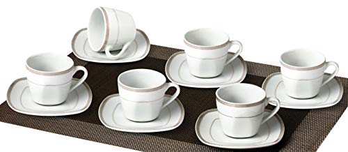 Topkapi Elizabeth TK-980-12-TLG - Juego de té y café (porcelana, 200 ml, para 6 personas), color dorado y plateado