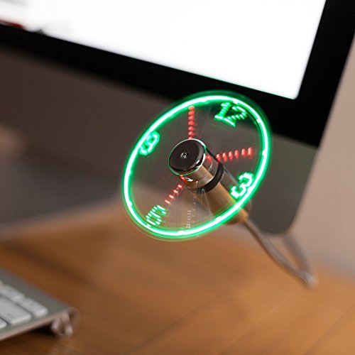TRIXES Reloj de Escritorio y Ventilador Portátil, Flexible, USB, con Pantalla LED